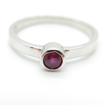 925 Sterling Silver Pink Round-Cut Shaped C Z Ring Size 7