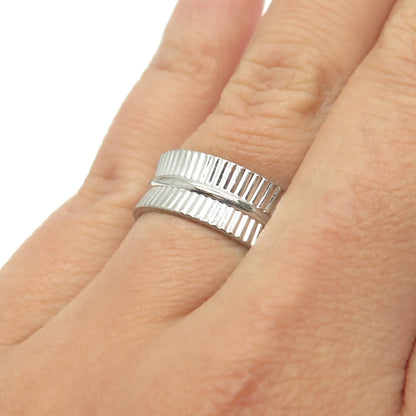 925 Sterling Silver Vintage Ribbed Band Ring Size 6.75