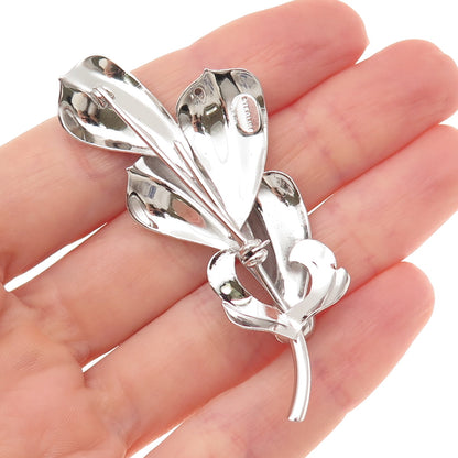 925 Sterling Silver Vintage Feather Pin Brooch
