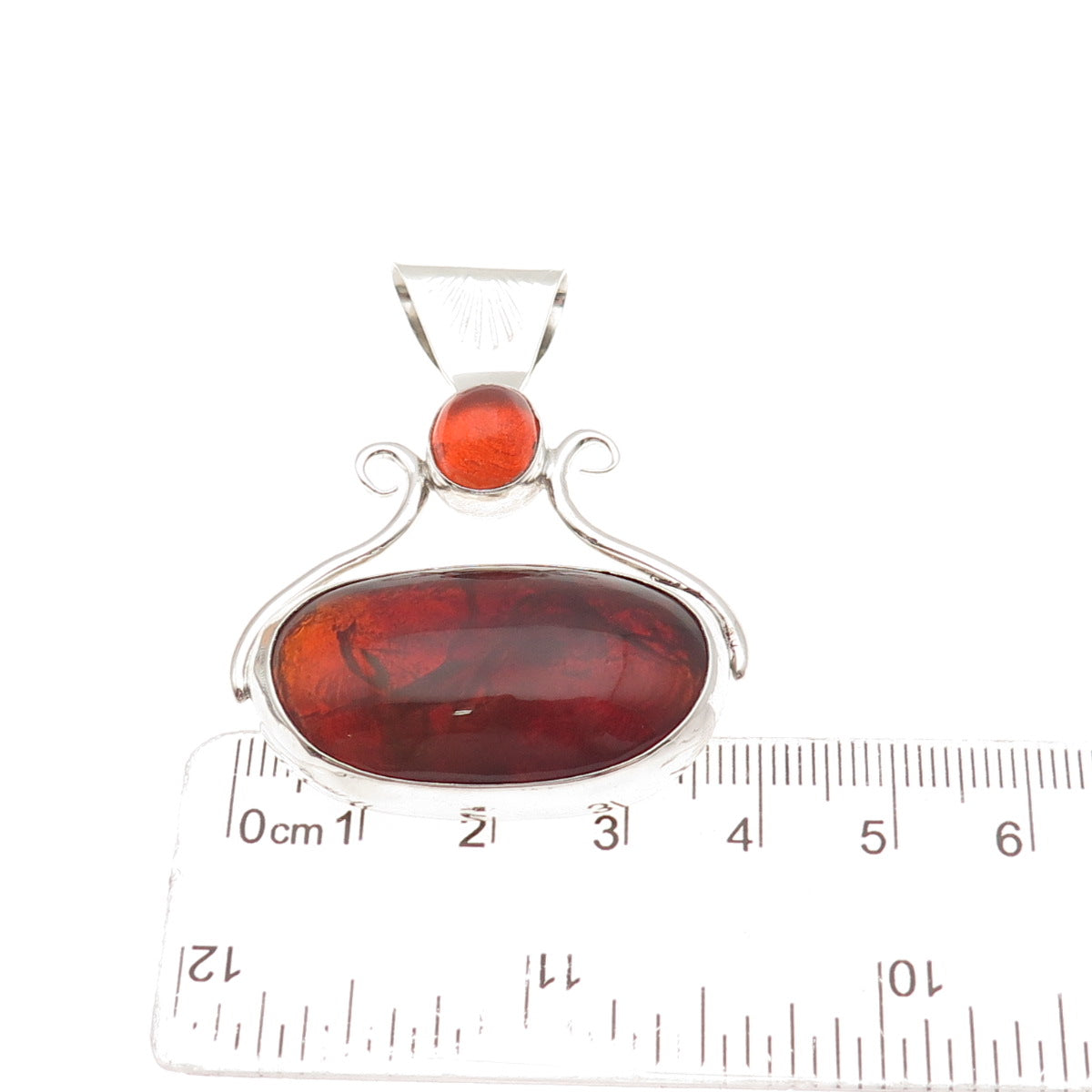 Stanley Bain Navajo Old Pawn 925 Sterling Silver Vintage Amber Tribal Pendant