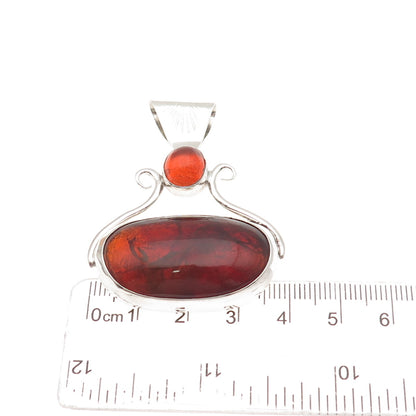 Stanley Bain Navajo Old Pawn 925 Sterling Silver Vintage Amber Tribal Pendant