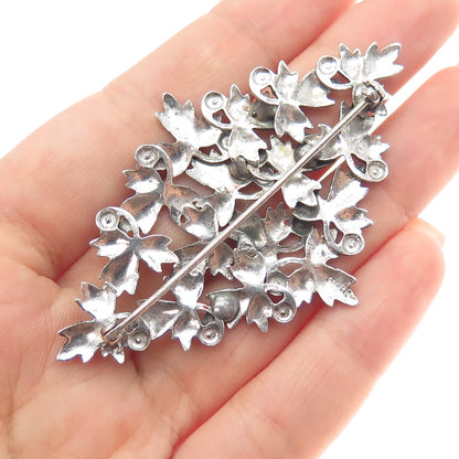 925 Sterling Silver Antique Art Deco Real Marcasite Brooch (missing 2 stones)