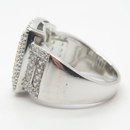925 Sterling Silver Yellow & White C Z Ring Size 7