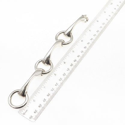 Gayer & Krauss 835 Silver Vintage Germany Horsebit Modernist Bracelet 6.75"
