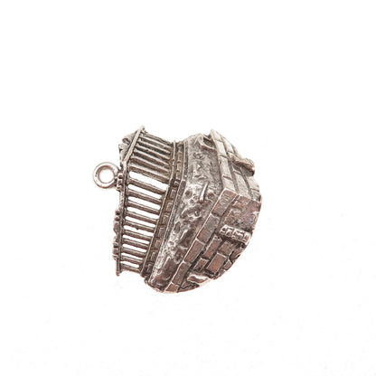 835 Silver Vintage Parthenon Oxidized Charm Pendant