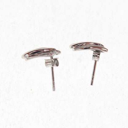 925 Sterling Silver Round-Cut C Z Flame Stud Earrings
