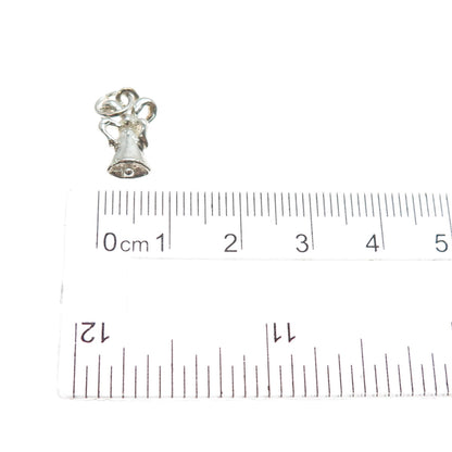 WALDECK 925 Sterling Silver Vintage Bow Bell Minimalist Charm Pendant