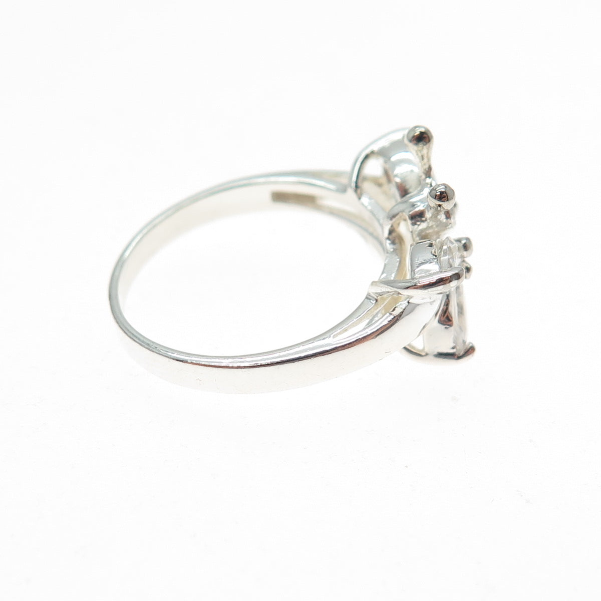 925 Sterling Silver Vintage Marquise & Round-Cut C Z Butterfly Ring Size 6.25
