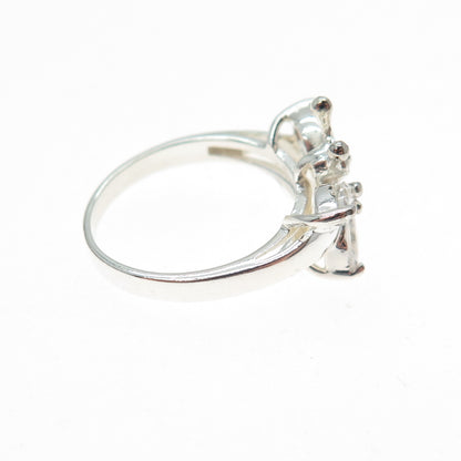 925 Sterling Silver Vintage Marquise & Round-Cut C Z Butterfly Ring Size 6.25