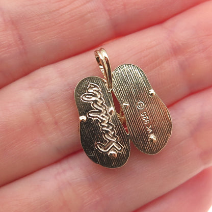 925 Sterling Silver Gold Plated Sandals 3D Charm Pendant