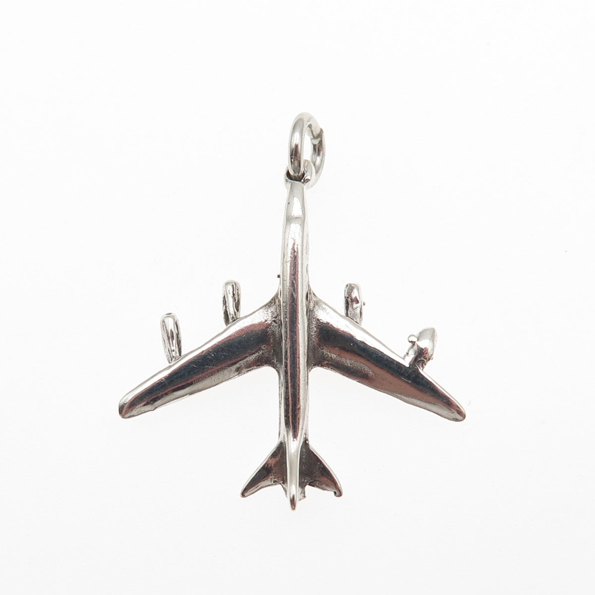 925 Sterling Silver Vintage Airplane Charm Pendant