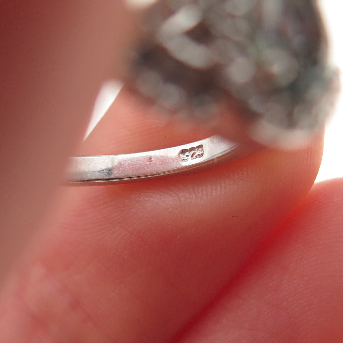 Chuck Clemency 925 Sterling Silver Real Green Amethyst & White Topaz Ring Size 8
