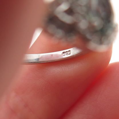 Chuck Clemency 925 Sterling Silver Real Green Amethyst & White Topaz Ring Size 8