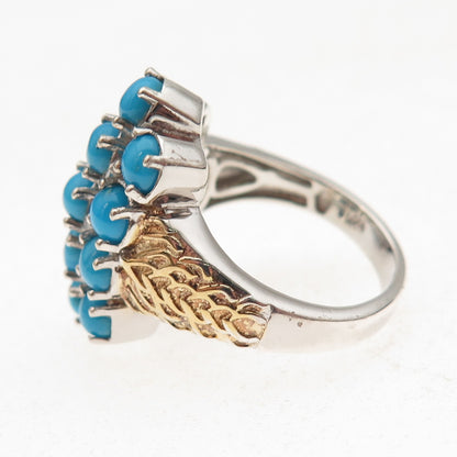 Chuck Clemency Sterling Silver 2-Tone Real Sleeping Beauty Turquoise Ring Size 8