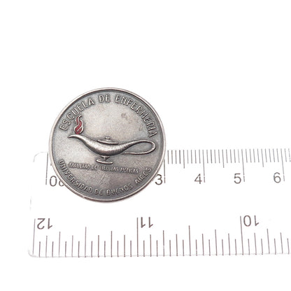 800 Silver Vintage Enamel Nursing School University of Buenos Aires Pin Brooch