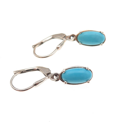 D'Joy 925 Sterling Silver Real Sleeping Beauty Turquoise Dangle Earrings