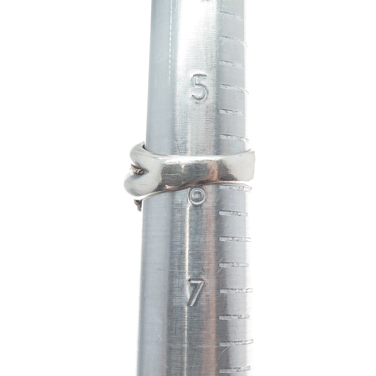 14K Yellow Gold & 925 Sterling Silver Vintage Modernist Oxidized Ring Size 6