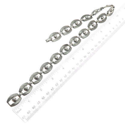 DANECRAFT 925 Sterling Silver Antique Art Deco Beaded Panel Chain Necklace 16"