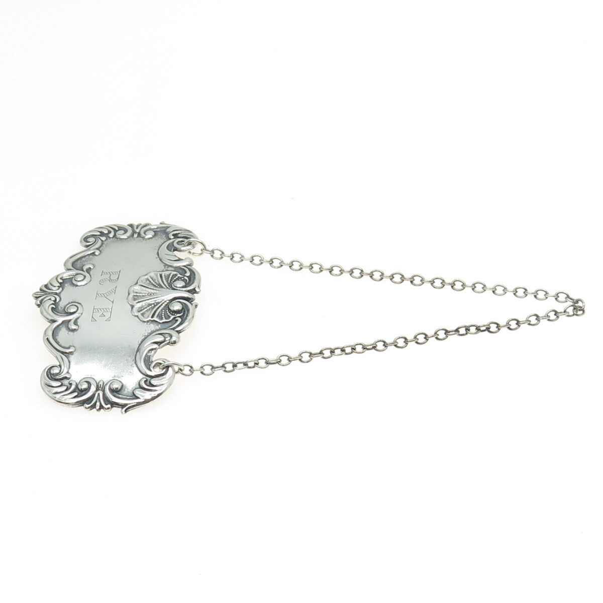 925 Sterling Silver Antique Art Deco "Rye" Bottle Tag 6"