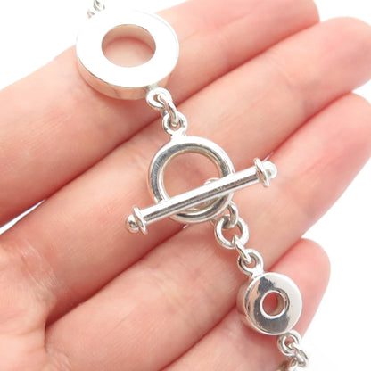950 Silver Vintage Open Circle Link Bracelet 7.25"