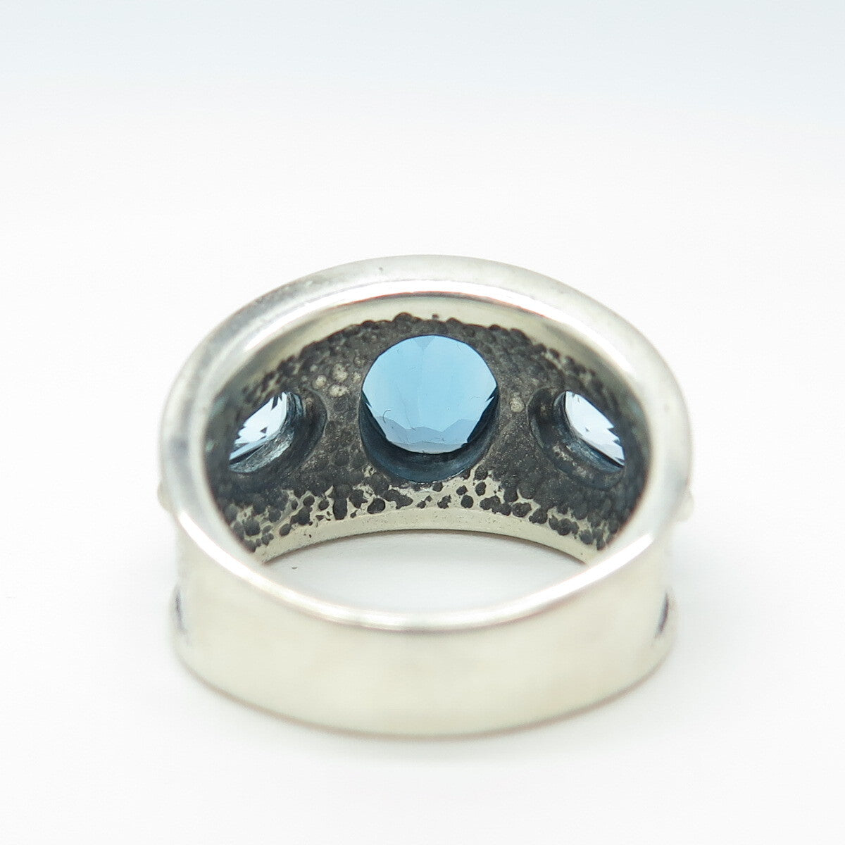 CLYDE DUNEIER CID 925 Sterling Silver Vintage Real Blue Topaz Ring Size 5.25