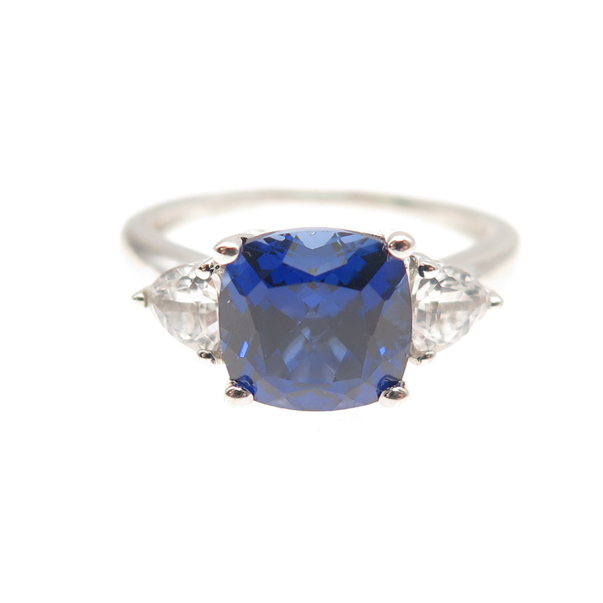 Richline Sterling Silver Real White Topaz & Lab-Created Sapphire Ring Size 6.75