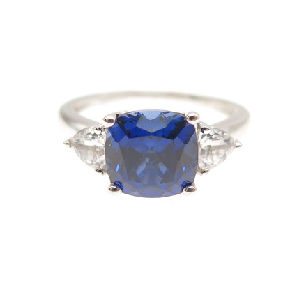 Richline Sterling Silver Real White Topaz & Lab-Created Sapphire Ring Size 6.75