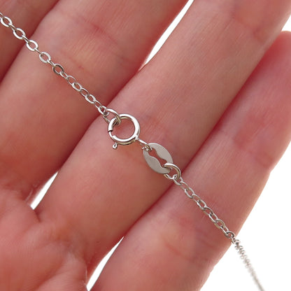 925 Sterling Silver Real Cat's Eye & C Z Cable Chain Necklace 18"
