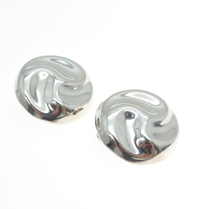 925 Sterling Silver Vintage Mexico Modernist Clip On Earrings