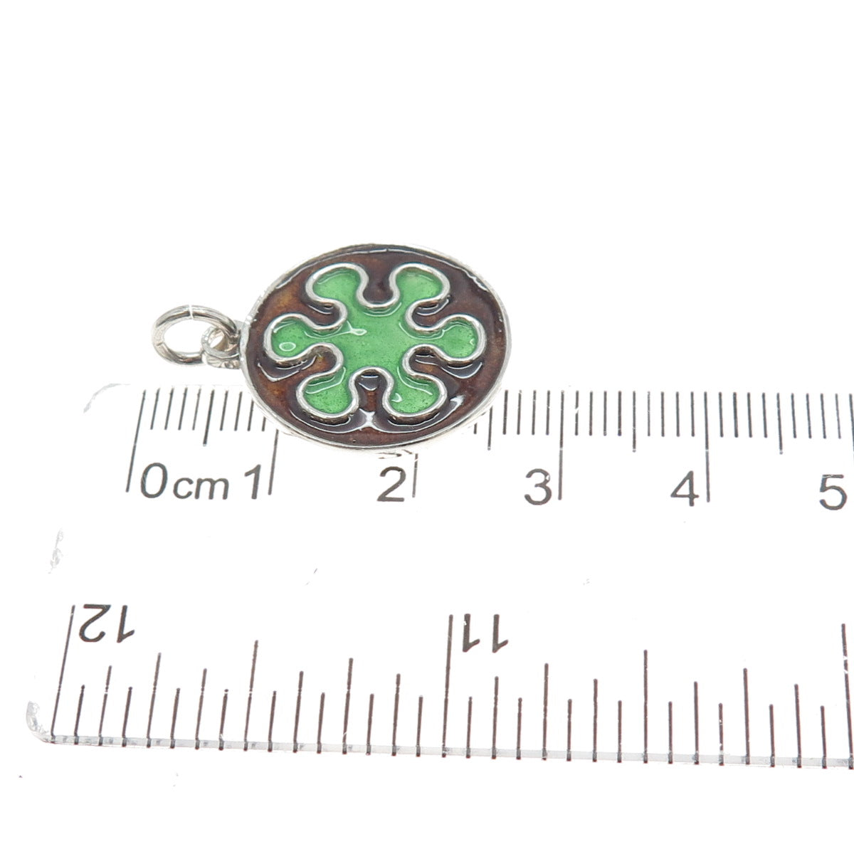 925 Sterling Silver Vintage Enamel Splash Flower Charm Pendant