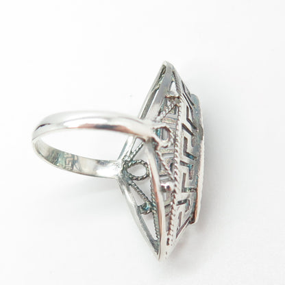 925 Sterling Silver Vintage Turkey Greek Maze Statement Ring Size 6