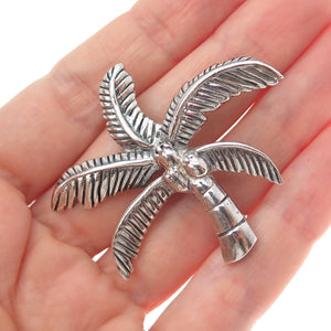 925 Sterling Silver Vintage Coconut Palm Tree Oxidized Pin Brooch