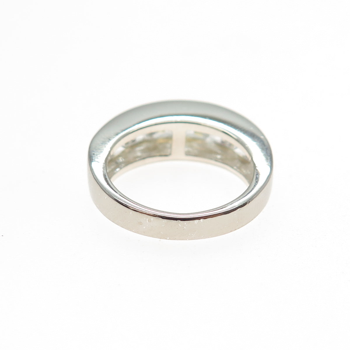 925 Sterling Silver Vintage Princess-Cut C Z Half Eternity Ring Size 5