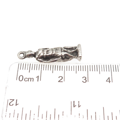925 Sterling Silver Antique Art Deco Caesar Statue 3D Charm Pendant