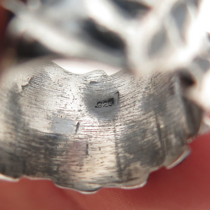925 Sterling Silver Vintage Modernist Dragon Skin Oxidized Ring Size 9.25