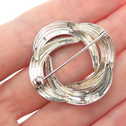800 Silver Antique Art Deco Celtic Knot Oxidized Pin Brooch
