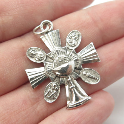 GORHAM 925 Sterling Silver Antique Art Deco 4-Way Cross Religious Pendant