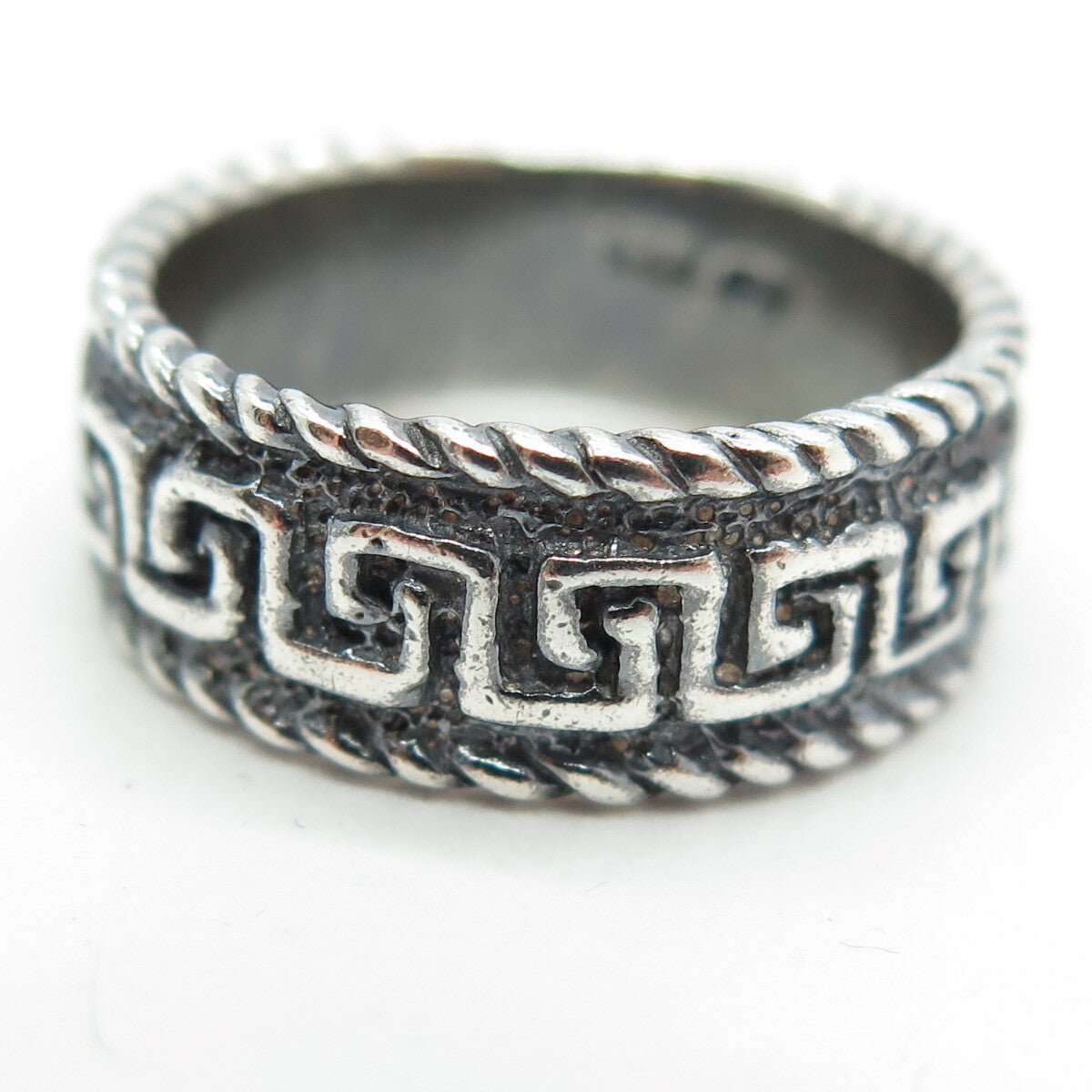 925 Sterling Silver Vintage Greek Maze Band Ring Size 6.5