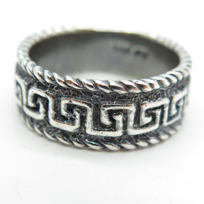 925 Sterling Silver Vintage Greek Maze Band Ring Size 6.5