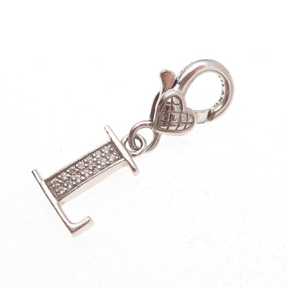 Judith Ripka 925 Sterling Silver C Z Letter L Initial Lobster Lock Charm Pendant