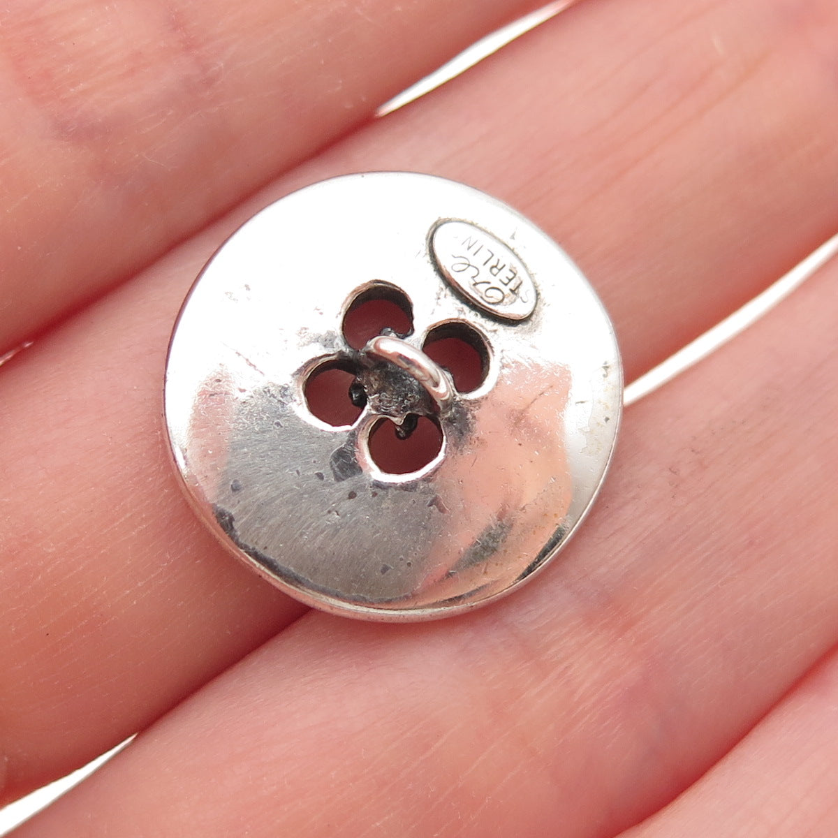 Otto Robert Bade 925 Sterling Silver Vintage Oxidized Button