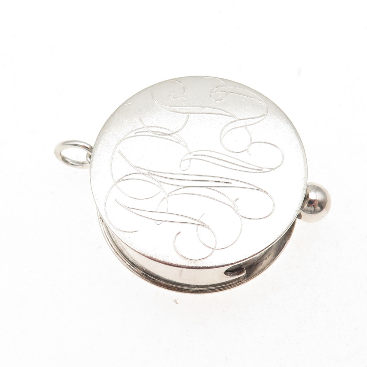 Leonore Doskow 925 Sterling Silver Vintage Engraved BRL Monogram Pill Box