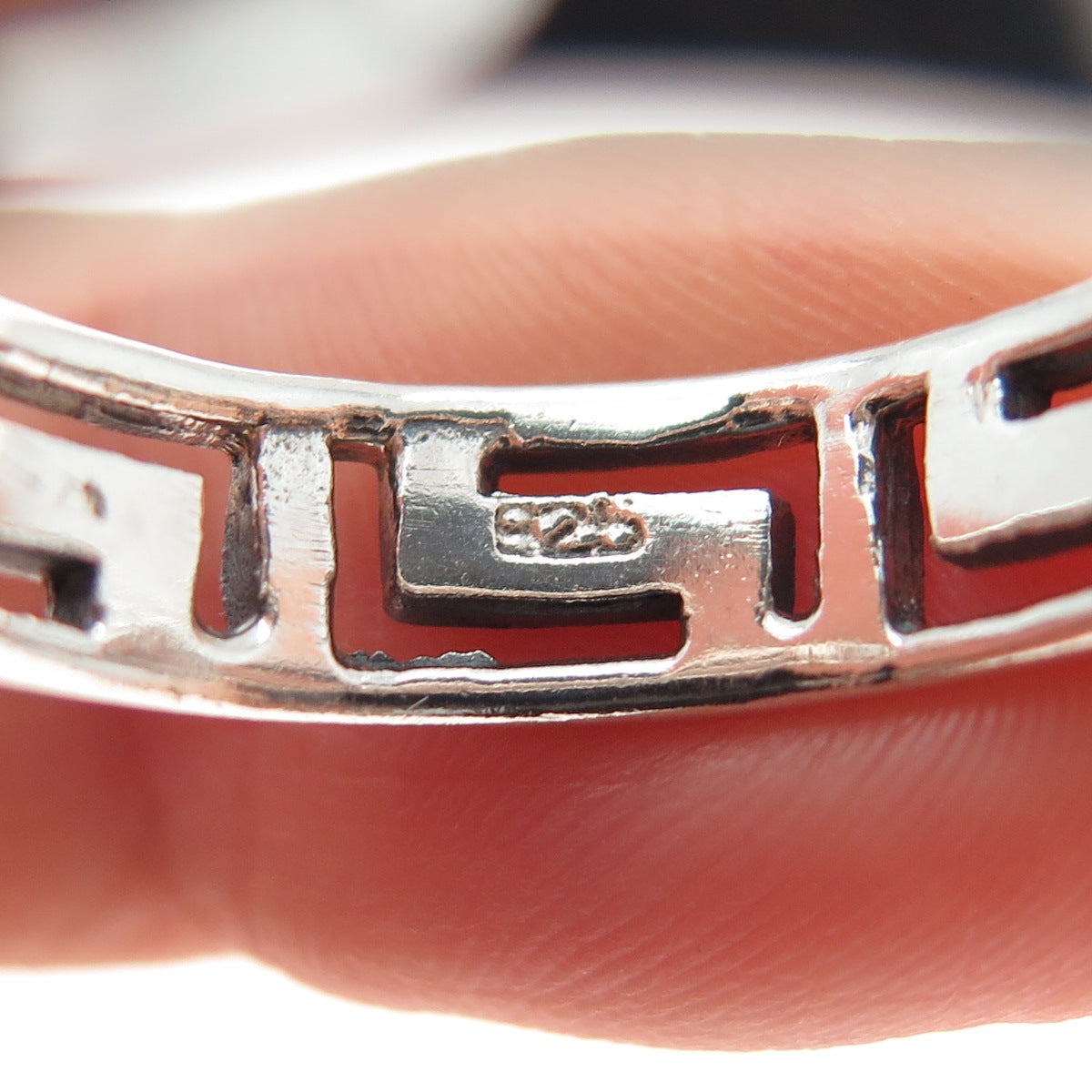 925 Sterling Silver Vintage Greek Maze Band Ring Size 10.75