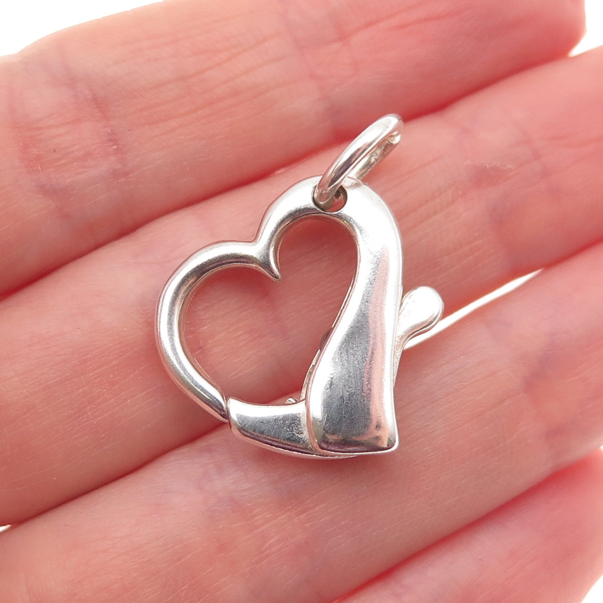 925 Sterling Silver Vintage Bracelet / Necklace Heart Lobster Lock Clasp