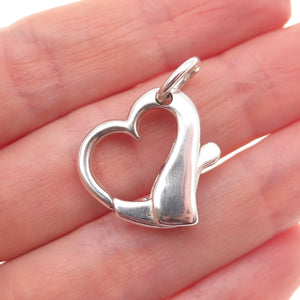 925 Sterling Silver Vintage Bracelet / Necklace Heart Lobster Lock Clasp