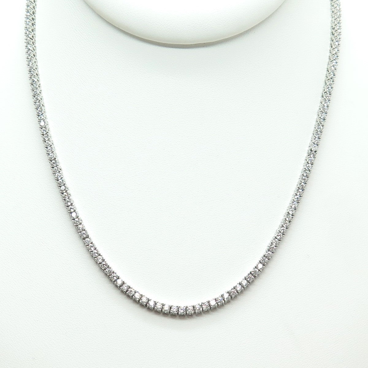 925 Sterling Silver Round-Cut Shaped White C Z Tennis Chain Necklace 16"