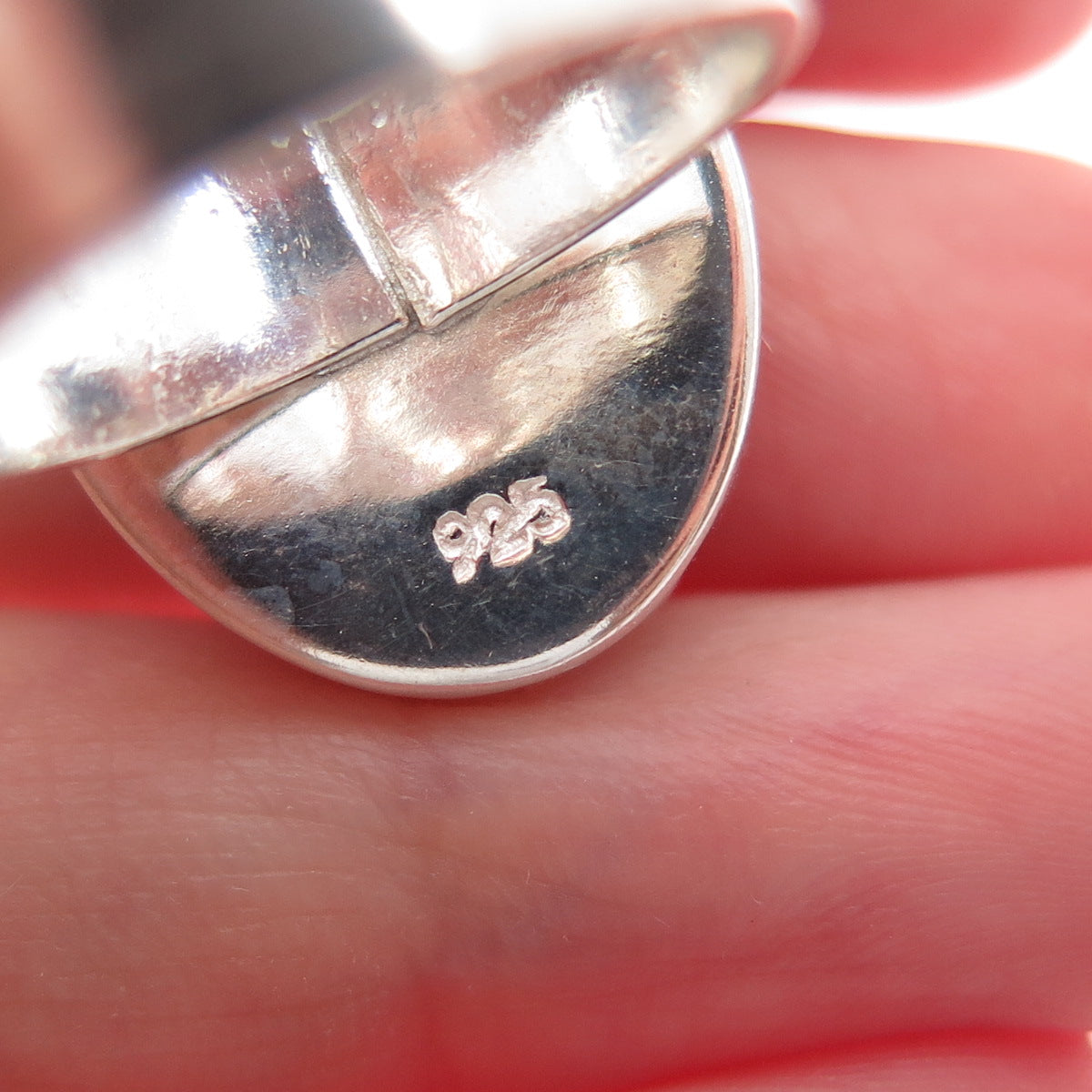 925 Sterling Silver Vintage Enamel Frida Kahlo Pressed Flowers Ring Size 6