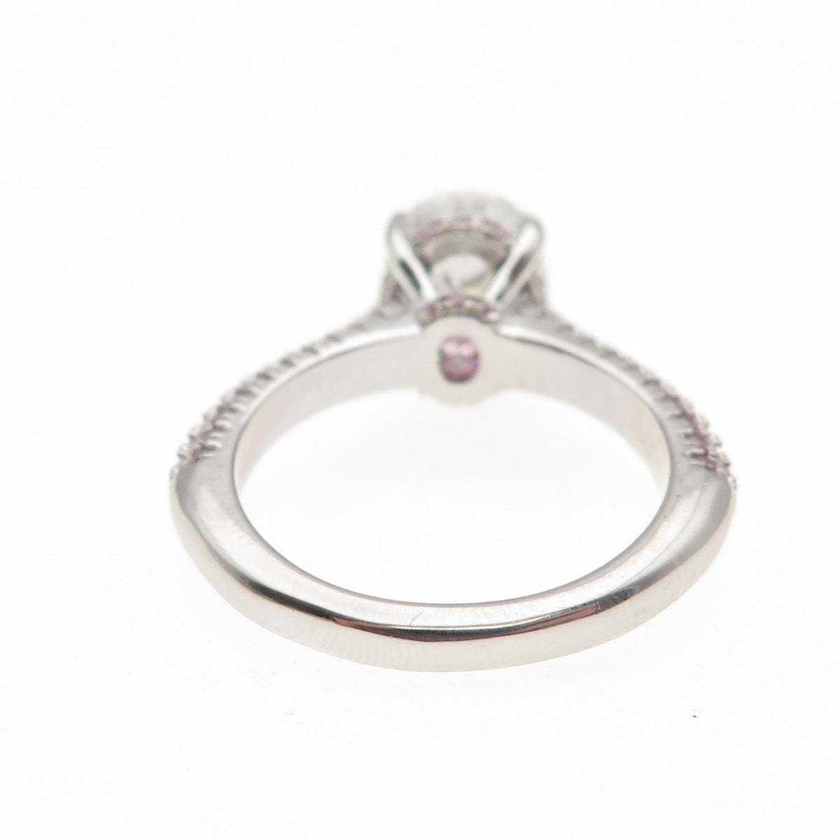 DSMK 925 Sterling Silver White Oval & Pink Round-Cut C Z Engagement Ring Size 7