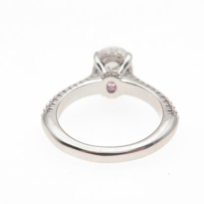 DSMK 925 Sterling Silver White Oval & Pink Round-Cut C Z Engagement Ring Size 7