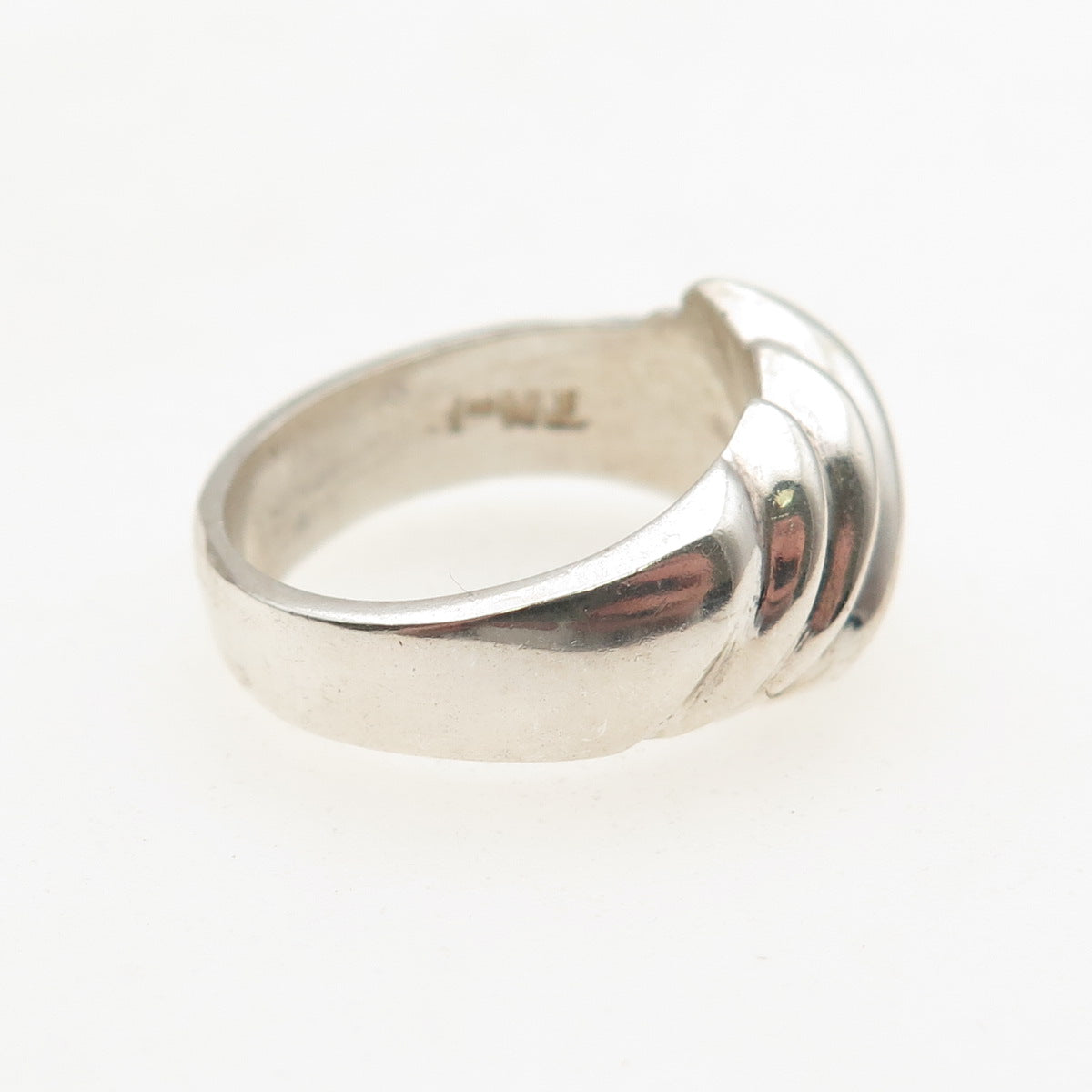 925 Sterling Silver Vintage Mexico Modernist Ribbed Ring Size 6
